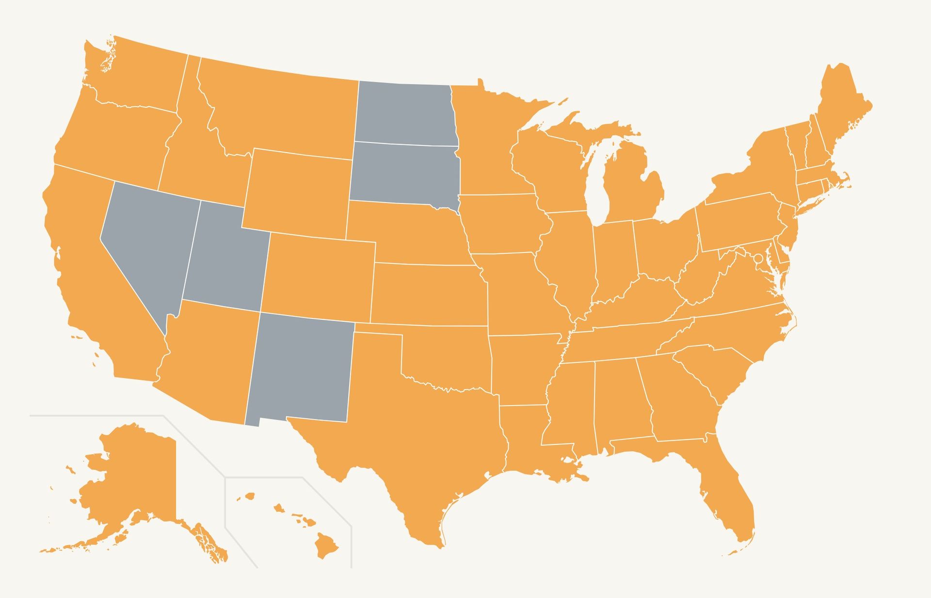 Map of the United States highlighting the 45 states plus Washington, D.C. where Alta Capital Group lends